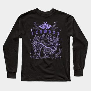 Cottagecore Mushroom Fairycore Moon Phases Long Sleeve T-Shirt